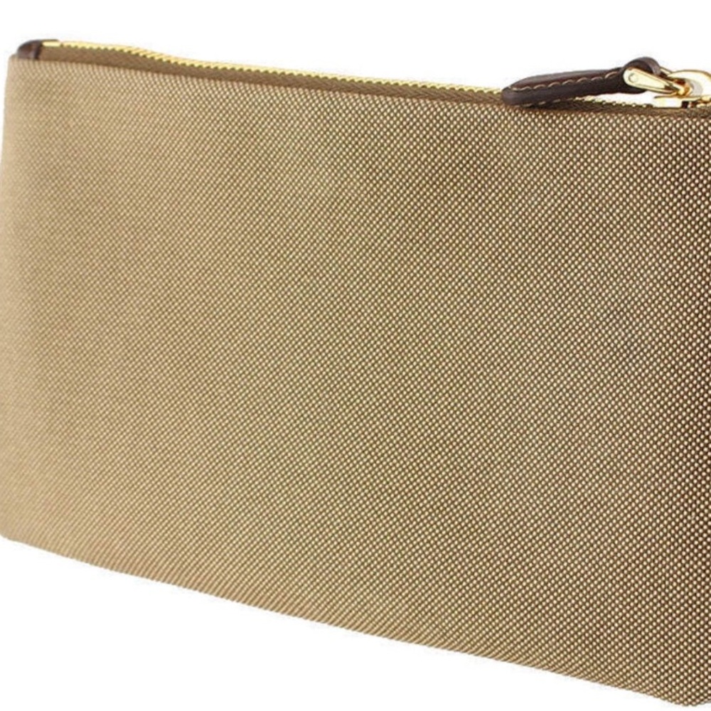 Prada Logo Jacquard Beige Canvas Small Flat Pouch Clutch Bag - Picture 4 of 8